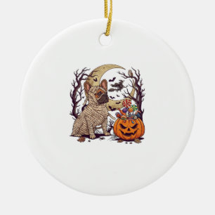 Halloween Mummie Franse Bulldog Pompoen Snoep Heks Keramisch Ornament