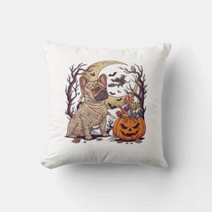 Halloween Mummie Franse Bulldog Pompoen Snoep Heks Kussen