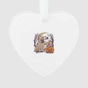 Halloween Mummie Franse Bulldog Pompoen Snoep Heks Ornament