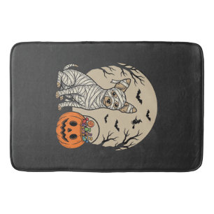 Halloween Mummie Hond en Pompoen Snoep Badmat