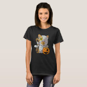 Halloween Mummie Kat Pompoen Kitten T-shirt (Voorkant volledig)