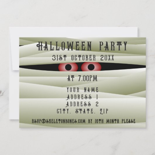 Halloween Mummie Monster Kinder Party Invitation Kaart (Voorkant)