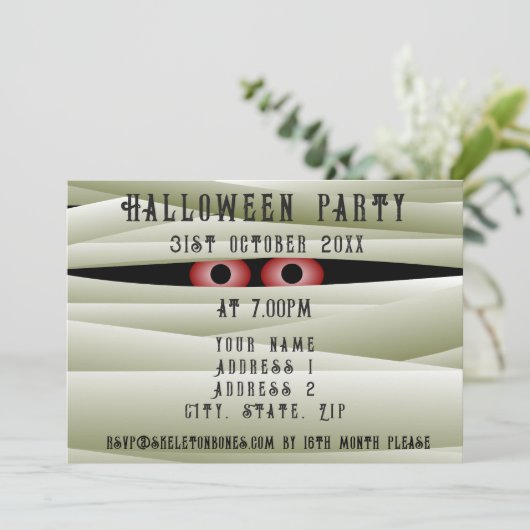 Halloween Mummie Monster Kinder Party Invitation Kaart (Staand voorkant)