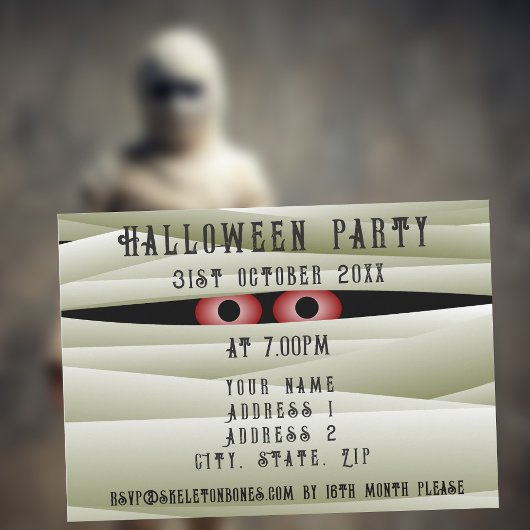 Halloween Mummie Monster Kinder Party Invitation Kaart