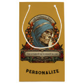 Halloween mummie skelet grappig citaat gepersonali klein cadeauzakje (Achterkant)