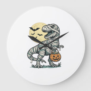 Halloween Mummie T-Rex Snoep Emmer Vintage Vector_ Grote Klok