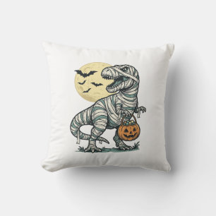 Halloween Mummie T-Rex Snoep Emmer Vintage Vector_ Kussen
