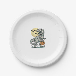 Halloween Mummie T-Rex Snoep Emmer Vintage Vector_ Papieren Bordje