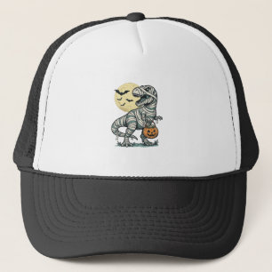Halloween Mummie T-Rex Snoep Emmer Vintage Vector_ Trucker Pet