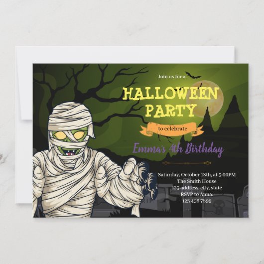 Halloween mummie uitnodiging (Voorkant)