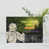Halloween mummie uitnodiging (Staand voorkant)