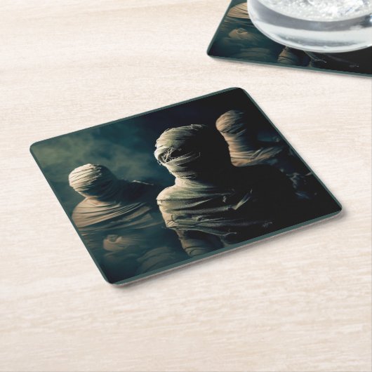 Halloween - Mummies 4 Kartonnen Onderzetters (Schuin)