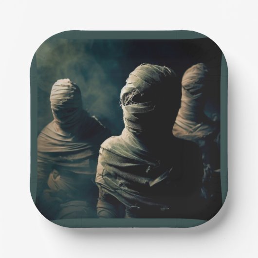 Halloween - Mummies 4 Papieren Bordje (Voorkant)