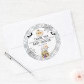 Halloween Mummy Baby shower dank u Ronde Sticker (Envelop)