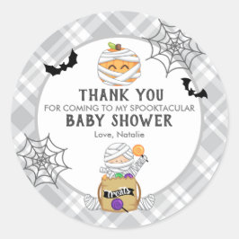 Halloween Mummy Baby shower dank u Ronde Sticker