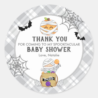 Halloween Mummy Baby shower dank u Ronde Sticker