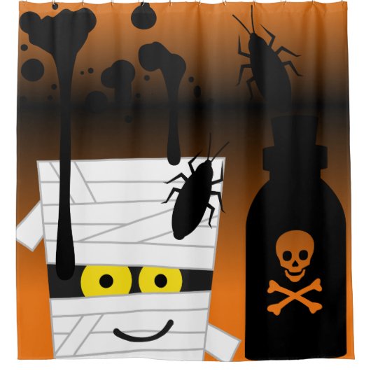 Halloween Mummy Bugs Poison fles Douchegordijn (Voorkant)