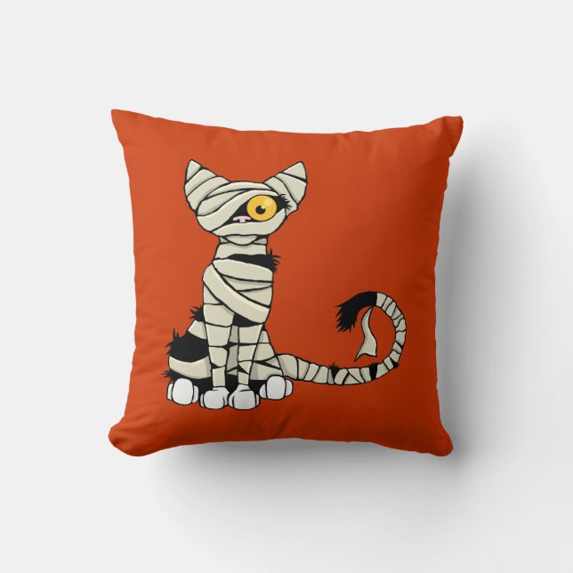 Halloween Mummy Cat Reversible Kussen (Voorkant)