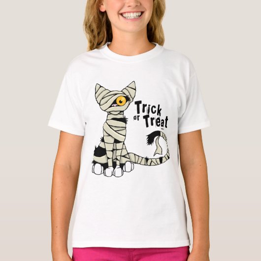 Halloween Mummy Cat Trick or treat T-Shirt (Voorkant)