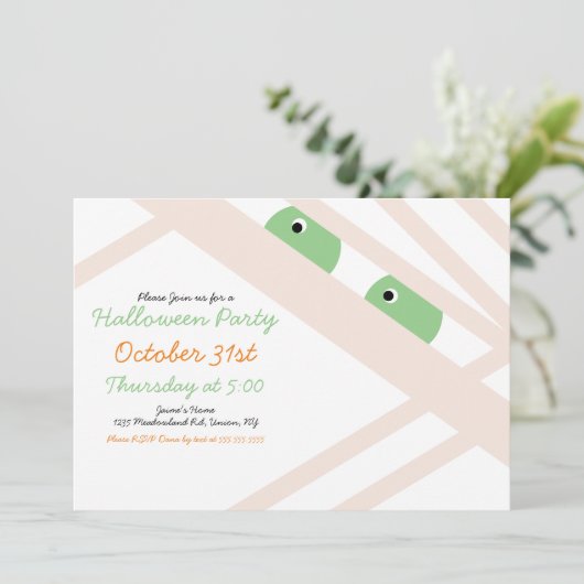 Halloween Mummy Costume Party White Kaart (Staand voorkant)