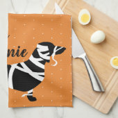 Halloween Mummy Dachshund Happy Haloweenie Theedoek (Quarter Fold)