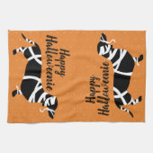 Halloween Mummy Dachshund Happy Haloweenie Theedoek (Horizontaal)
