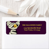 Halloween Mummy kat retour adres labels (Insitu)