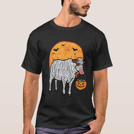 Halloween Mummy Koe Trick Treat Boerderij Kostuum  T-shirt (Voorkant)