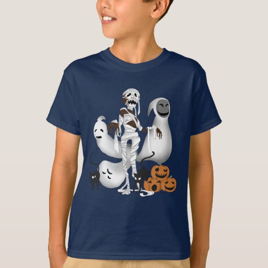 Halloween Mummy met Kitty Cats en Ghost Boy T-shirt (Voorkant)