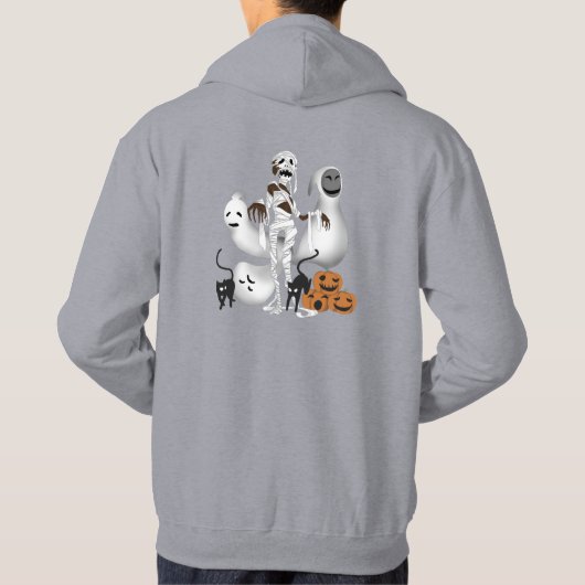 Halloween Mummy met Kitty Cats en Ghost Mannen Hoodie (Achterkant)