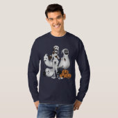 Halloween Mummy met Kitty Cats en Ghost Mannen T-shirt (Voorkant volledig)