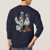 Halloween Mummy met Kitty Cats en Ghost Mannen T-shirt (Achterkant)