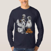 Halloween Mummy met Kitty Cats en Ghost Mannen T-shirt (Voorkant)