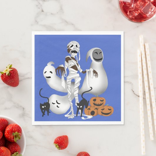 Halloween Mummy met Kitty Cats en Ghost Servet (Insitu)