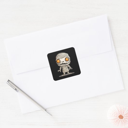 Halloween Mummy Model Vierkante Sticker (Envelop)
