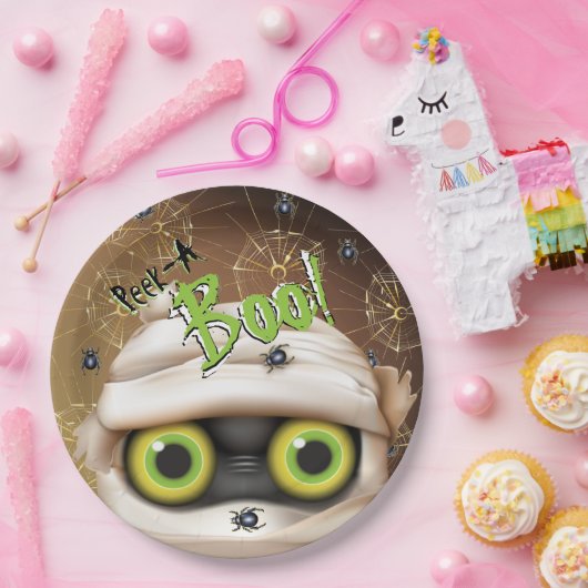 Halloween Mummy Monster Peek A Boo Papieren Bordje (Feest)