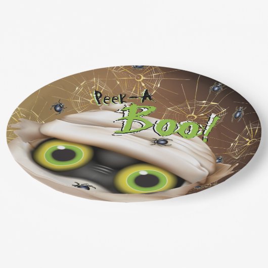 Halloween Mummy Monster Peek A Boo Papieren Bordje (Gekanteld)