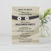 Halloween Mummy Party Monster Bash Invite Kaart (Staand voorkant)