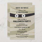 Halloween Mummy Party Monster Bash Invite Kaart (Voorkant / Achterkant)