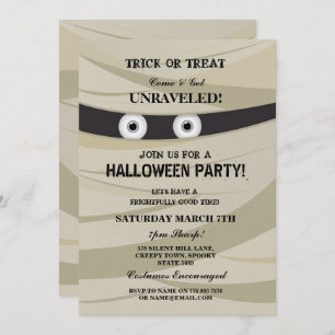 Halloween Mummy Party Monster Bash Invite Kaart