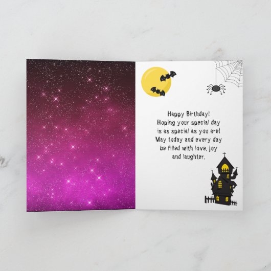 Halloween Mummy Pink Happy Birthday Kaart (Binnen)