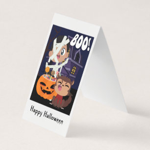 Halloween Mummy, Pumpkin and Werewolf Mini Card Visitekaartje
