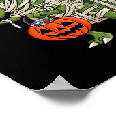 Halloween Mummy Riding T Rex Fun Boys Meisjes Kind Poster (Hoek)