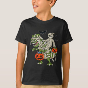 Halloween Mummy Riding T Rex Fun Boys Meisjes Kind T-shirt