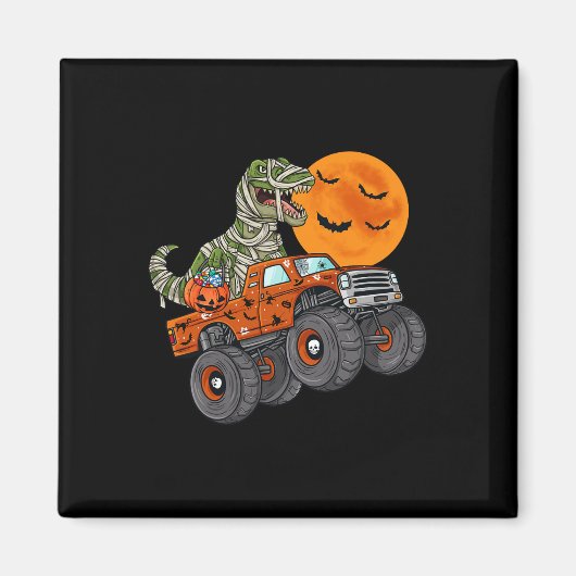 Halloween Mummy T Rex Monster Truck Boys Kinder Te Magneet (Voorkant)