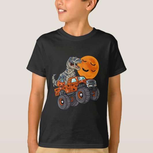 Halloween Mummy T Rex Monster Truck Boys Kinder Te T-shirt (Voorkant)