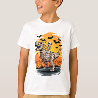 Halloween Mummy T-Rex Skeleton T-Shirt Spooky Gift