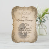 Halloween Murder Mystery Party Calligrafie Kaart (Staand voorkant)