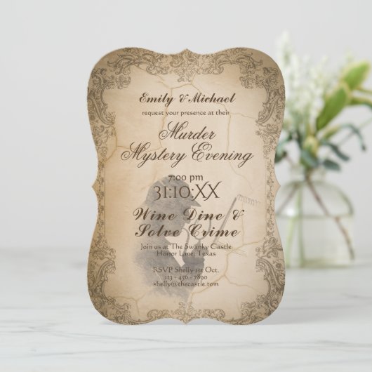 Halloween Murder Mystery Party  Calligrafie Kaart (Staand voorkant)