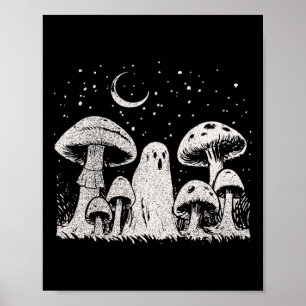 Halloween Mushroom Ghost Grunge 90 Aesthet Poster